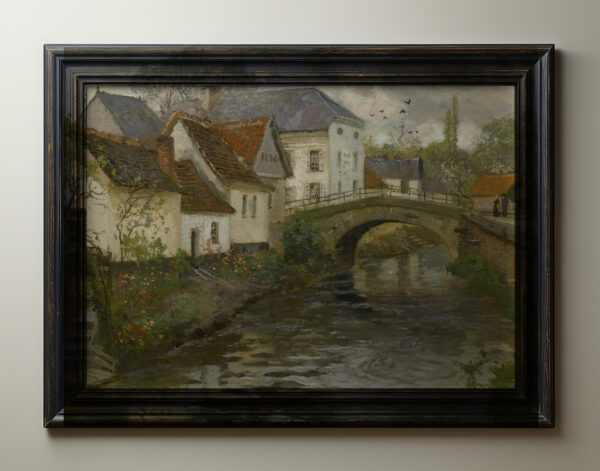 0003 cottages by the river digitally remastered oil painting by Ellis & Alexander