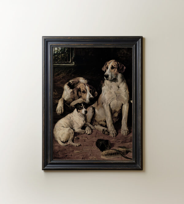 0027 Oiling painting of three hounds from the late 1800s. Giclee printed by Ellis & Alexander