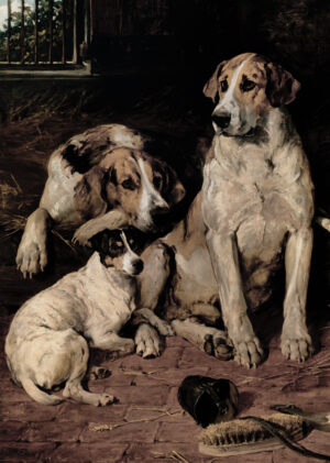 0027 Oiling painting of three hounds from the late 1800s. Giclee printed by Ellis & Alexander