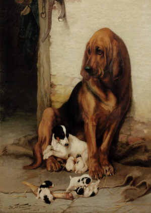 0028 Oil painting of a guardian dog created in 1887 and giclee printed by Ellis & Alexander