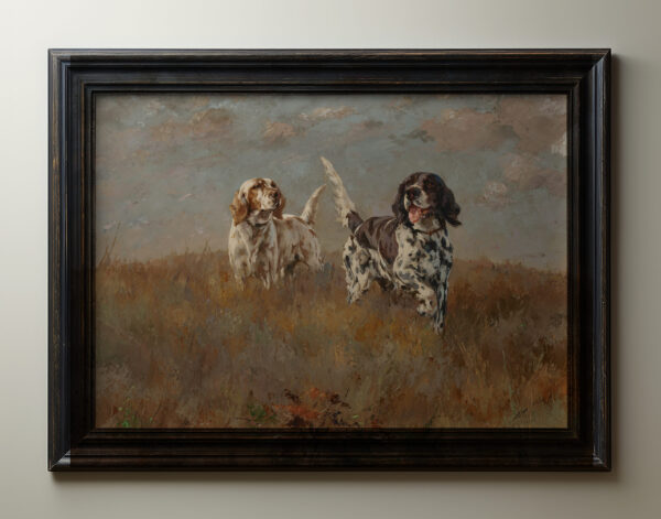 0029 Pair of setters walking the fields. Vintage oil painting giclee print by Ellis & Alexander