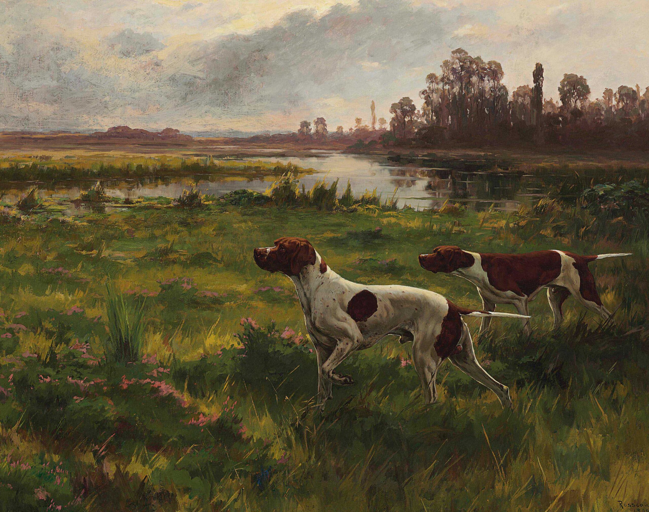 0030 hunting dogs oil painting giclee printed by Ellis & Alexander