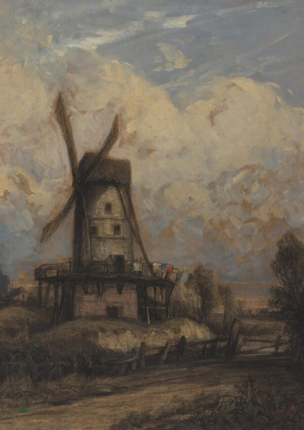 0048 windmill vintage oil painting wall art. Ellis & Alexander