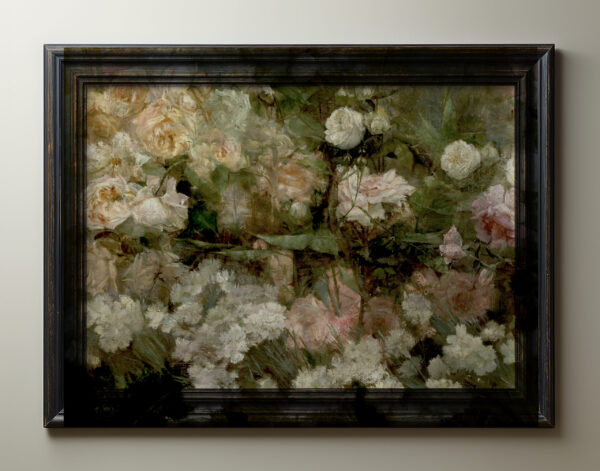 0050 landscape oil painting of garden rose. Wall art. Ellis & Alexander