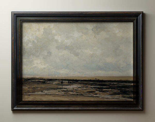 0051 vintage oil painting of a beach in Normandy. Ellis & Alexander