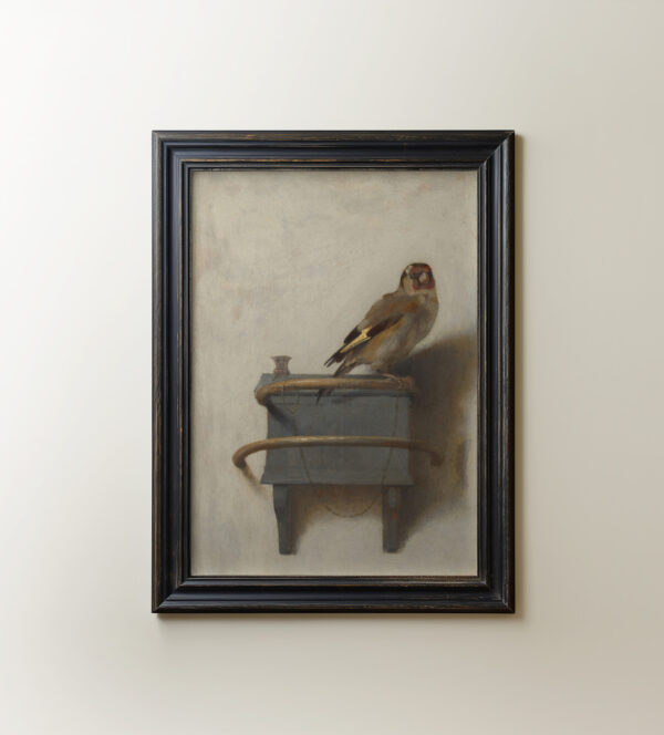 0059 vintage farmhouse style watercolour print from the 1600s of a goldfinch. Ellis & Alexander