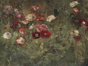 0010 vintage oil painting of a poppy meadow. Giclee printed by Ellis & Alexander