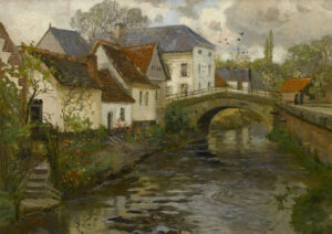 0003 cottages by the river digitally remastered oil painting by Ellis & Alexander