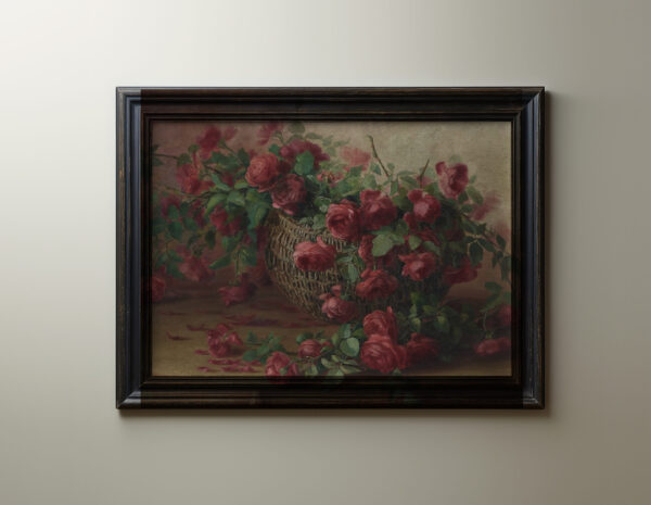 0067 vintage oil painting of red roses by Ellsi and Alexander